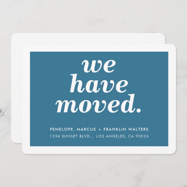 WE HAVE MOVED modern minimal new address denim blu Announcement (Front/Back)