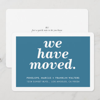 WE HAVE MOVED modern minimal new address denim blu Announcement