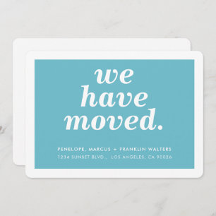 WE HAVE MOVED modern minimal new address turquoise Announcement