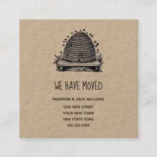 We Have Moved New Address Rustic Beehive Square Business Card