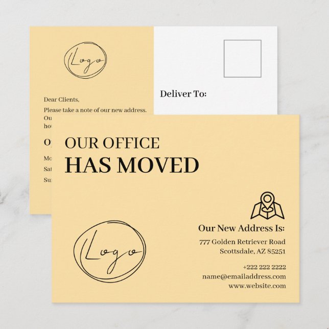 We Have Moved Office Business Address Change Postcard (Front/Back)