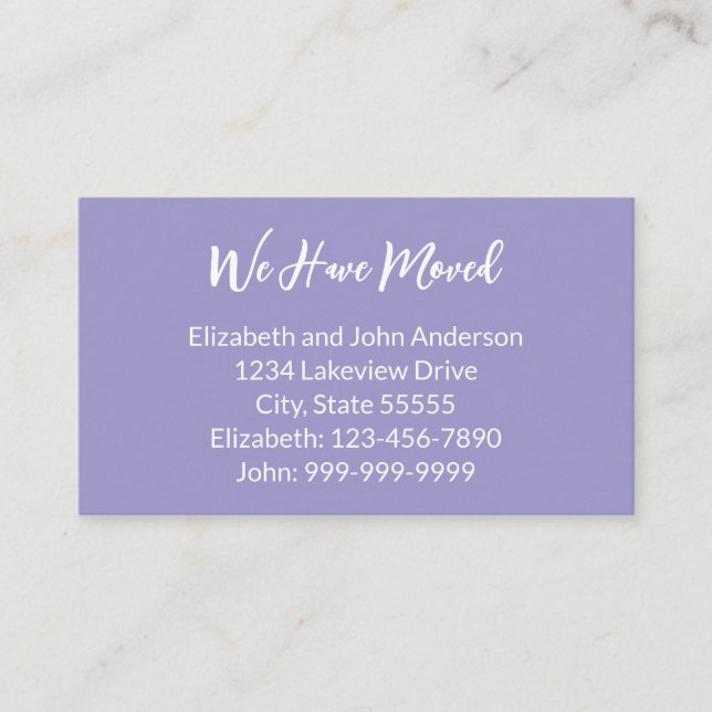 We Have Moved Pale Purple Moving Announcement (Front)