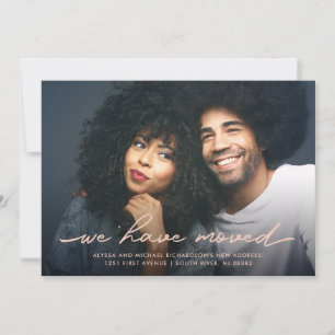 We Have Moved   Photo and Faux Rose Gold Back Announcement