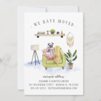 We Have Moved | Pug Dog Moving Announcement