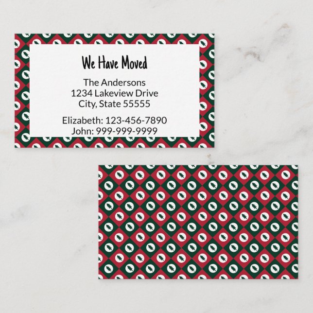 We Have Moved Red Green Christmas Trees (Budget) Card (Front/Back)
