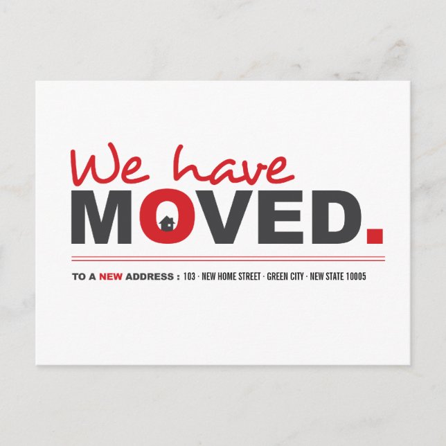 We Have Moved Red Moving Announcement Postcard (Front)