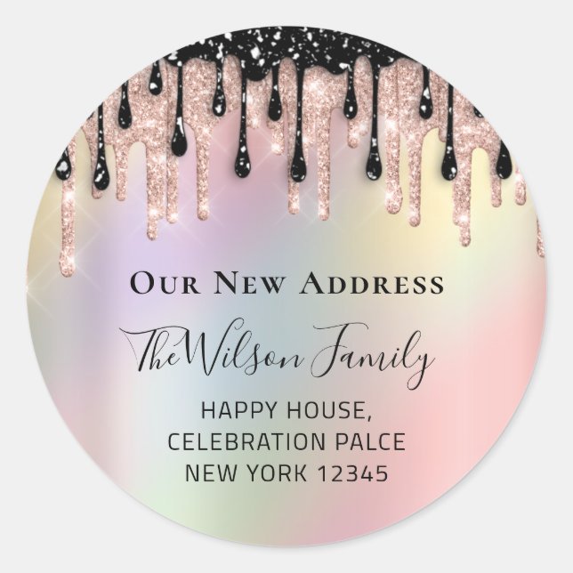 We Have Moved RSVP Change Of New Address Rose Classic Round Sticker (Front)