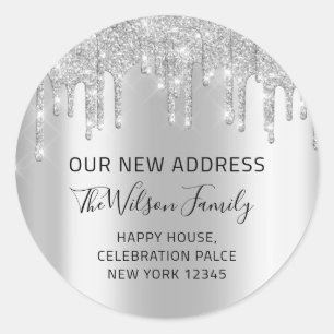 We Have Moved RSVP Change Of New Address Silver Classic Round Sticker
