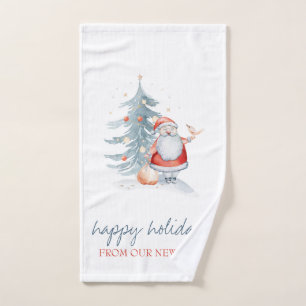 We Have Moved,Santa Claus Pine Tree Bath Towel Set