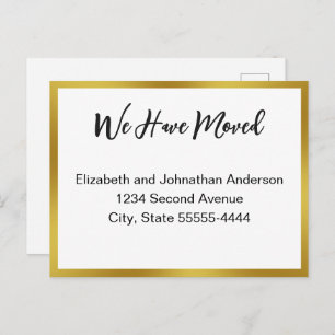 We Have Moved Script White Moving Announcement Postcard