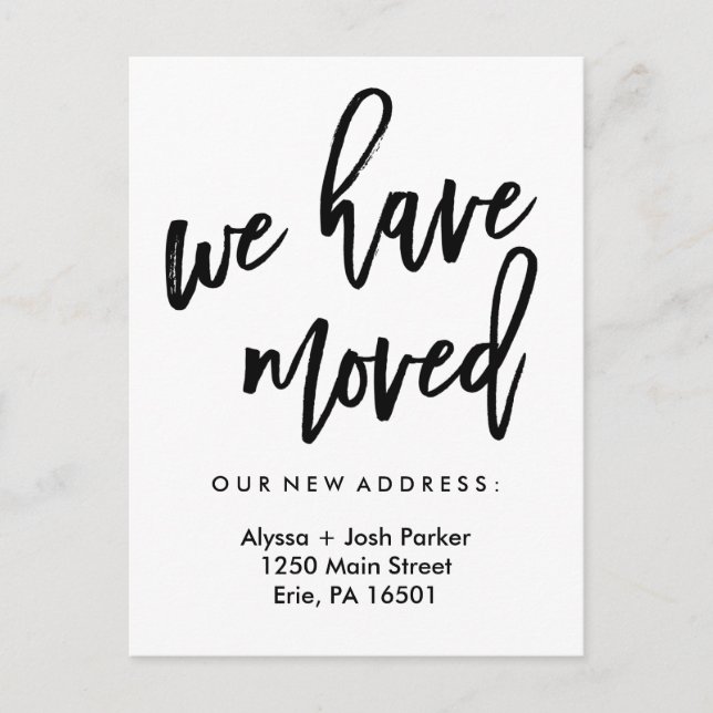 We Have Moved | Simple Modern Typography Announcement Postcard (Front)