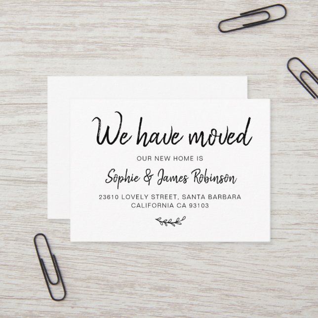 We have Moved Simple New Home Moving Insert Card (Front/Back In Situ)