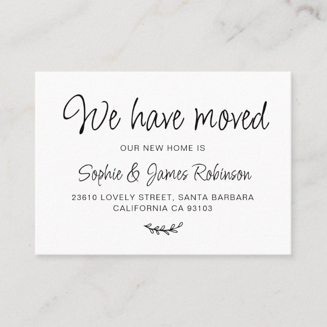 We have Moved Simple New Home Moving Insert Card (Front)