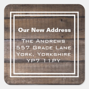 We Have Moved Simple Rustic New Address Square Sticker