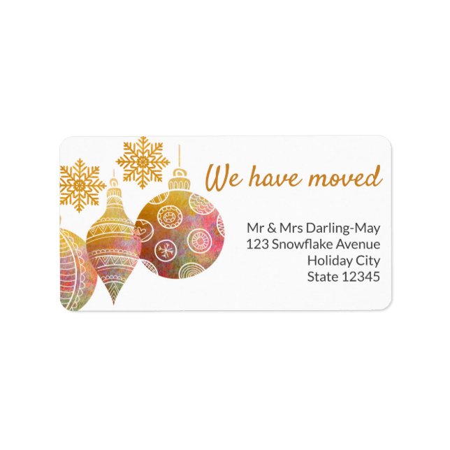 We have Moved Snowflake Christmas Return Address Label (Front)