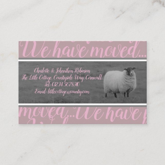 We have moved to the countryside sheep card (Front)
