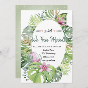 We Have Moved,Tropical Flowers Leaves