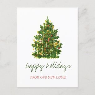 We Have Moved,Vintage Christmas Tree Holiday Announcement Postcard