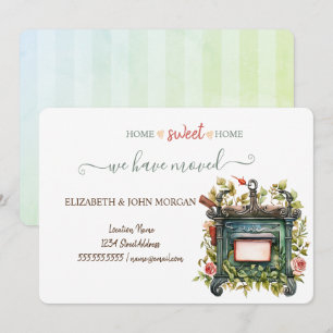 We Have Moved,Vintage Mailbox,Flowers,Striped