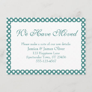 We Have Moved w/ Light Teal and White Polka Dots Enclosure Card