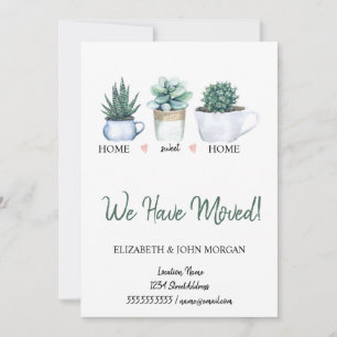 We Have Moved,Watercolor Flowers Cactus