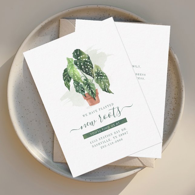 We have Moved Watercolor Moving Announcement (New Roots We've Moved Script Family Moving Announcement)