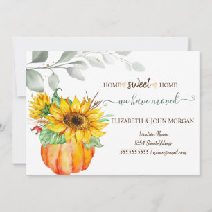 We Have Moved,Watercolor Pumpkin,Leaves,Sunflowers