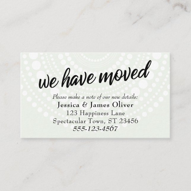 We Have Moved White Circles Pale Green Insert Card (Front)