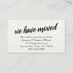 We Have Moved White Circles Pale Green Insert Card