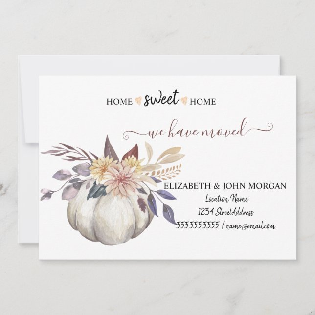 We Have Moved,Wood,Floral Pumpkin (Front)