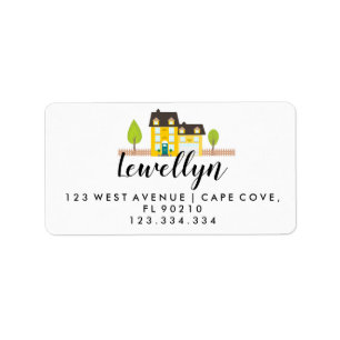 We have moved yellow house return address label