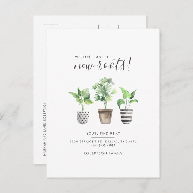 We Have Planted New Roots Botanical Moving Announcement Postcard (Front/Back)