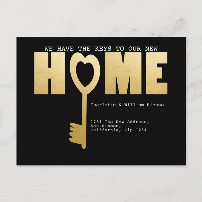 We Have The Keys To Our New Home Announcement Postcard (Front)