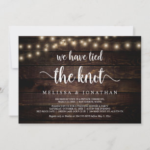 We have tied the knot, Rustic, Wedding Elopement Invitation