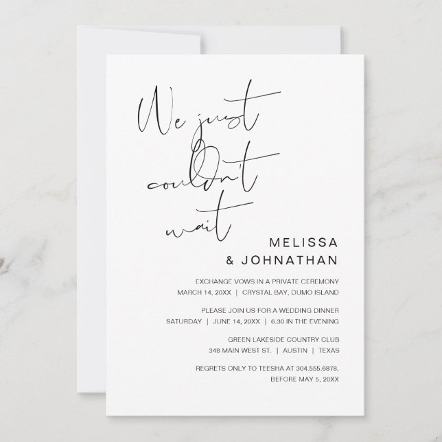We have tied the knot, Wedding Elopement Invitatio Invitation (Front)