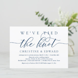 We Have Tied The Knot, Wedding Elopement, Navy Invitation