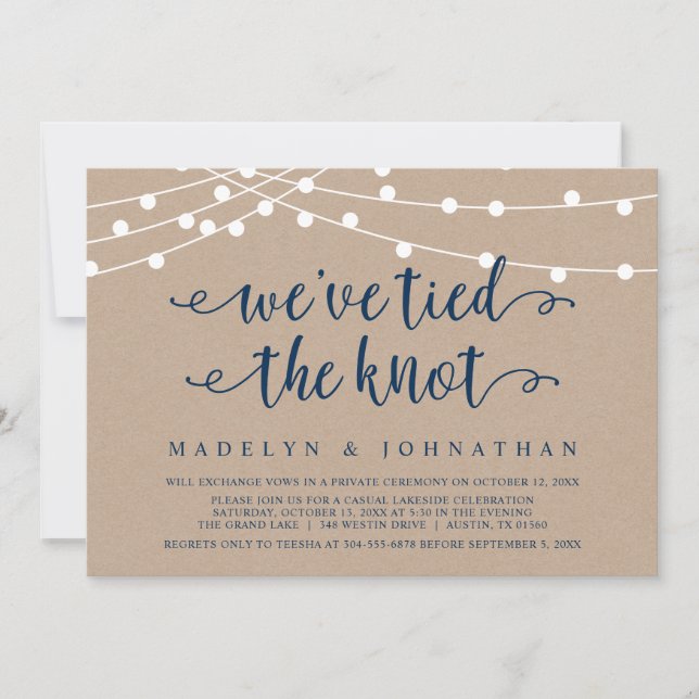 We have tied the knot, Wedding Elopement Party Inv Invitation (Front)