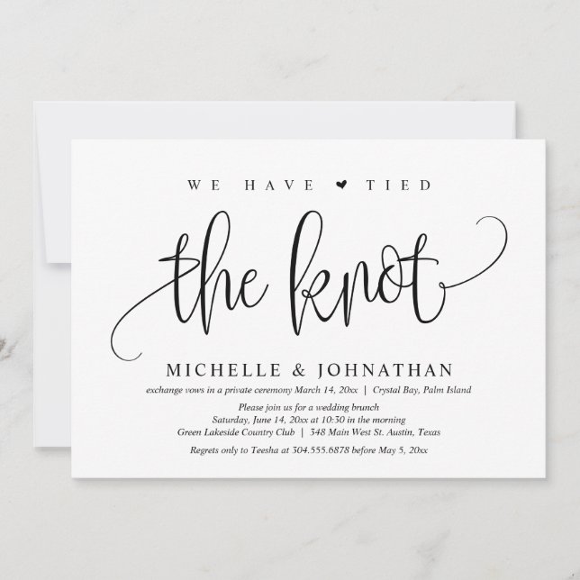 We Have Tied The Knot, Wedding Elopement Party Inv Invitation (Front)