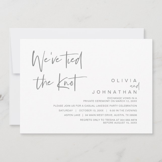 We have tied the knot, Wedding Elopement Party Inv Invitation (Front)