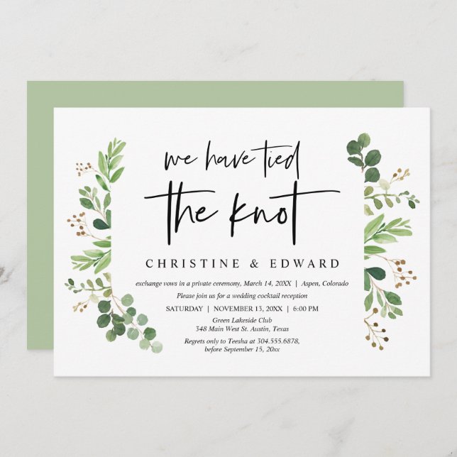 We have tied the knot, Wedding Elopement Party Invitation (Front/Back)