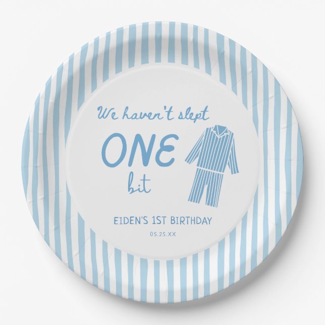 We Haven't Slept One Bit Pajamas Birthday Paper Plate (Front)