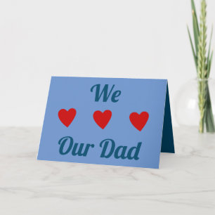 We Heart Love DAD RED BLUE Happy Father's DAY Card
