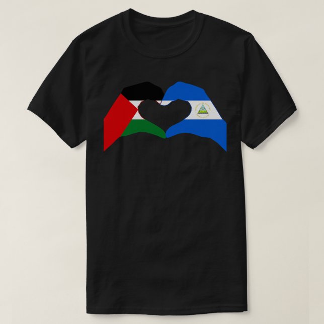 We Heart Palestine Nicaragua Patriot Flag Series T-Shirt (Design Front)