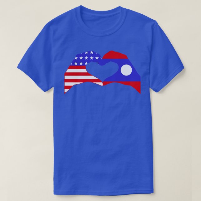 We Heart USA Laos Multinational Patriot Flag TShir T-Shirt (Design Front)