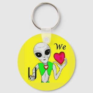 We Heart You - Alien Key Chain