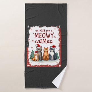 We Hiss You A Meowy Catmas Funny Cat Christmas Ugl Bath Towel