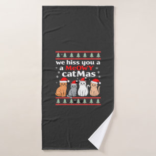 We Hiss You A Meowy Catmas Funny Cat Christmas Ugl Bath Towel
