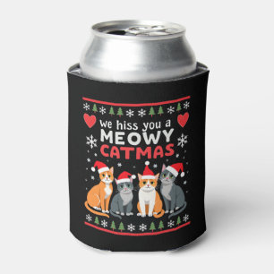 We Hiss You A Meowy Catmas Funny Cat Christmas Ugl Can Cooler