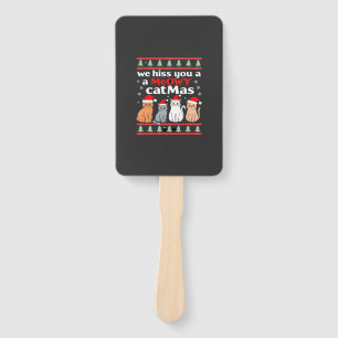 We Hiss You A Meowy Catmas Funny Cat Christmas Ugl Hand Fan