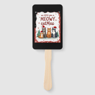 We Hiss You A Meowy Catmas Funny Cat Christmas Ugl Hand Fan